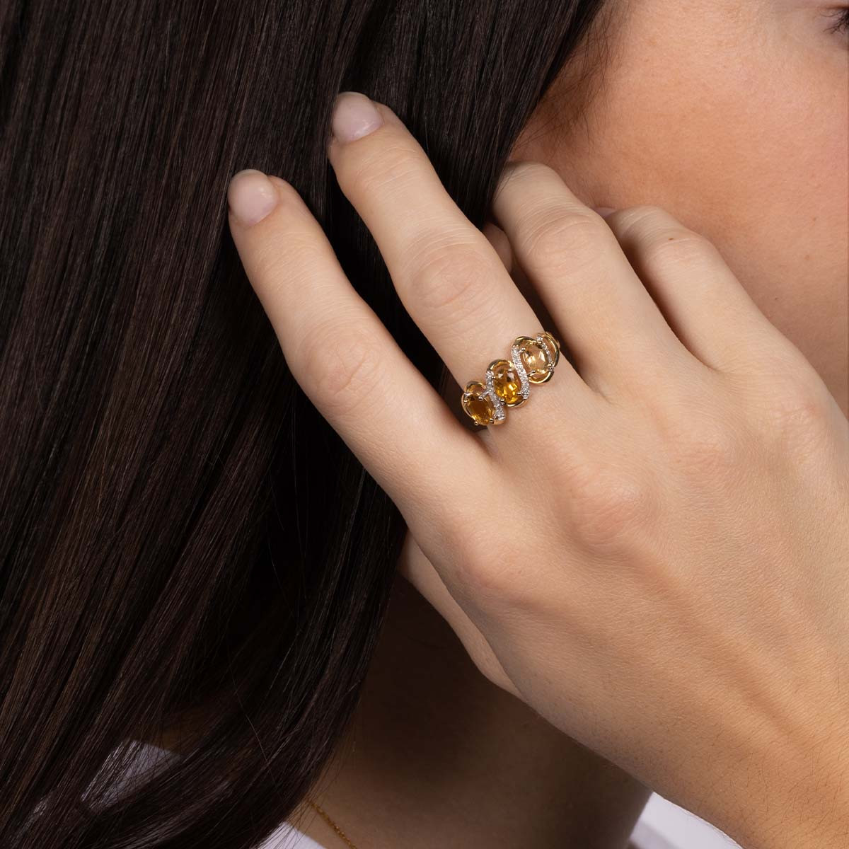 Bague "Aklan" Or jaune, Citrine et Diamants Bague "Aklan" Or jaune, Citrine et Diamants
