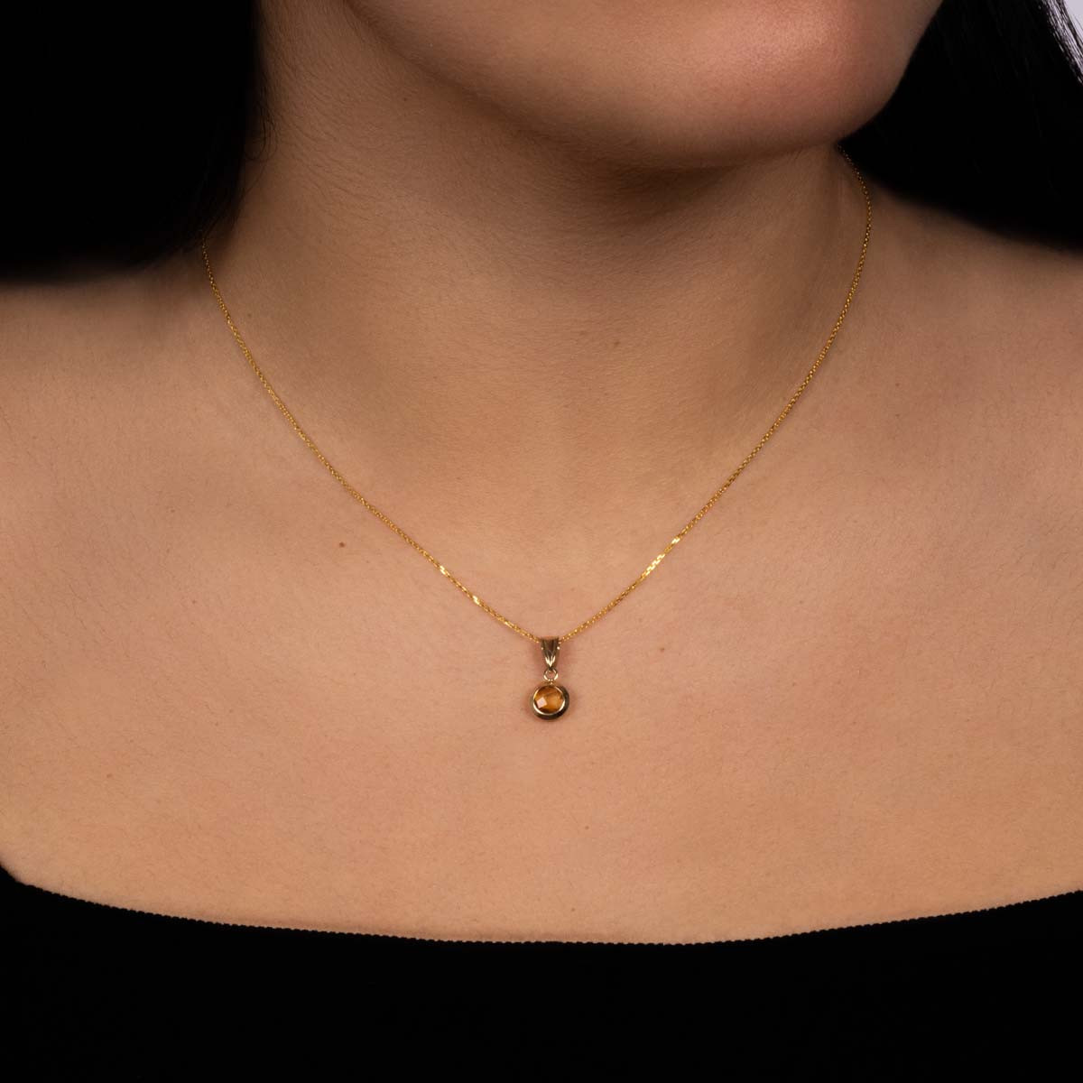 Pendentif médaille Or jaune et Citrine