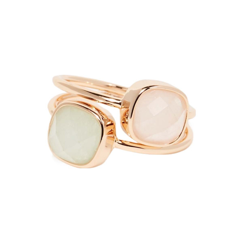 Bague  Jovanni  Quartz rose et Amazonite