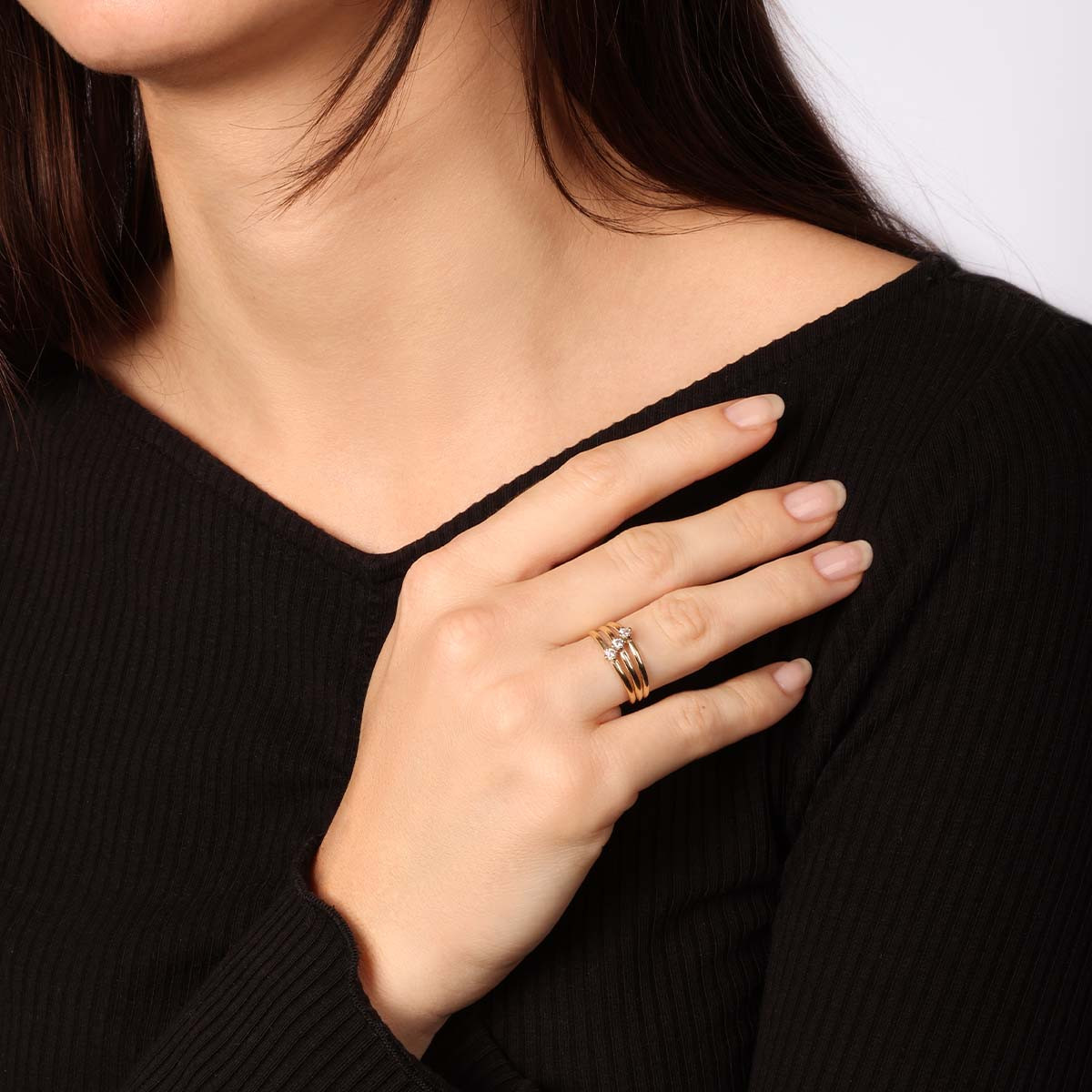 Bague " Abbie Blanc "Or Jaune et Zirconium