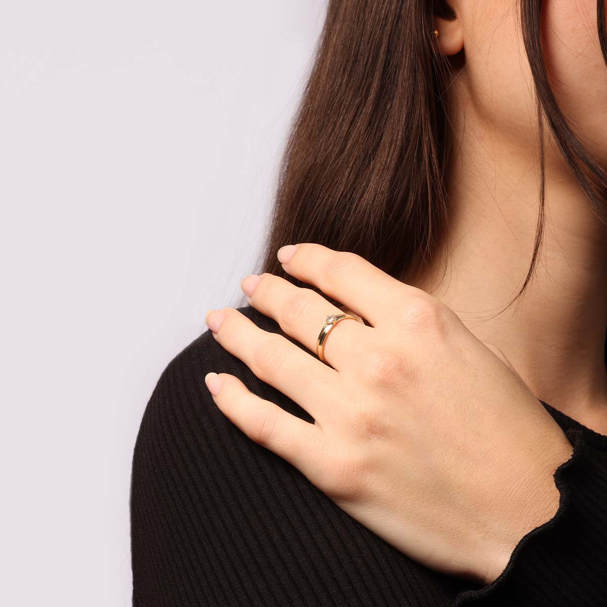 Bague "Dean" Or Jaune et Zirconium Bague "Brume" Or jaune