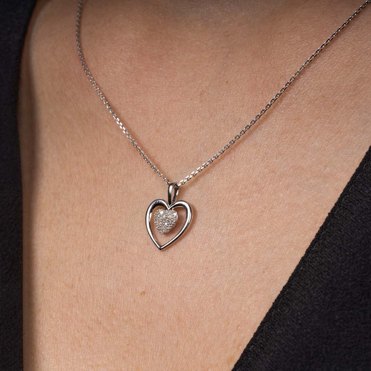 Pendentif "Cœur Tendresse" Or Blanc et Diamants Pendentif "Cœur Tendresse" Or Blanc et Diamants