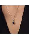 Pendentif Or Blanc et oxydes de zirconium"Bleu merveilleux" + chaîne argent offerte