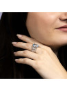 Bague "Toliara" Or blanc, Topaze et Diamants