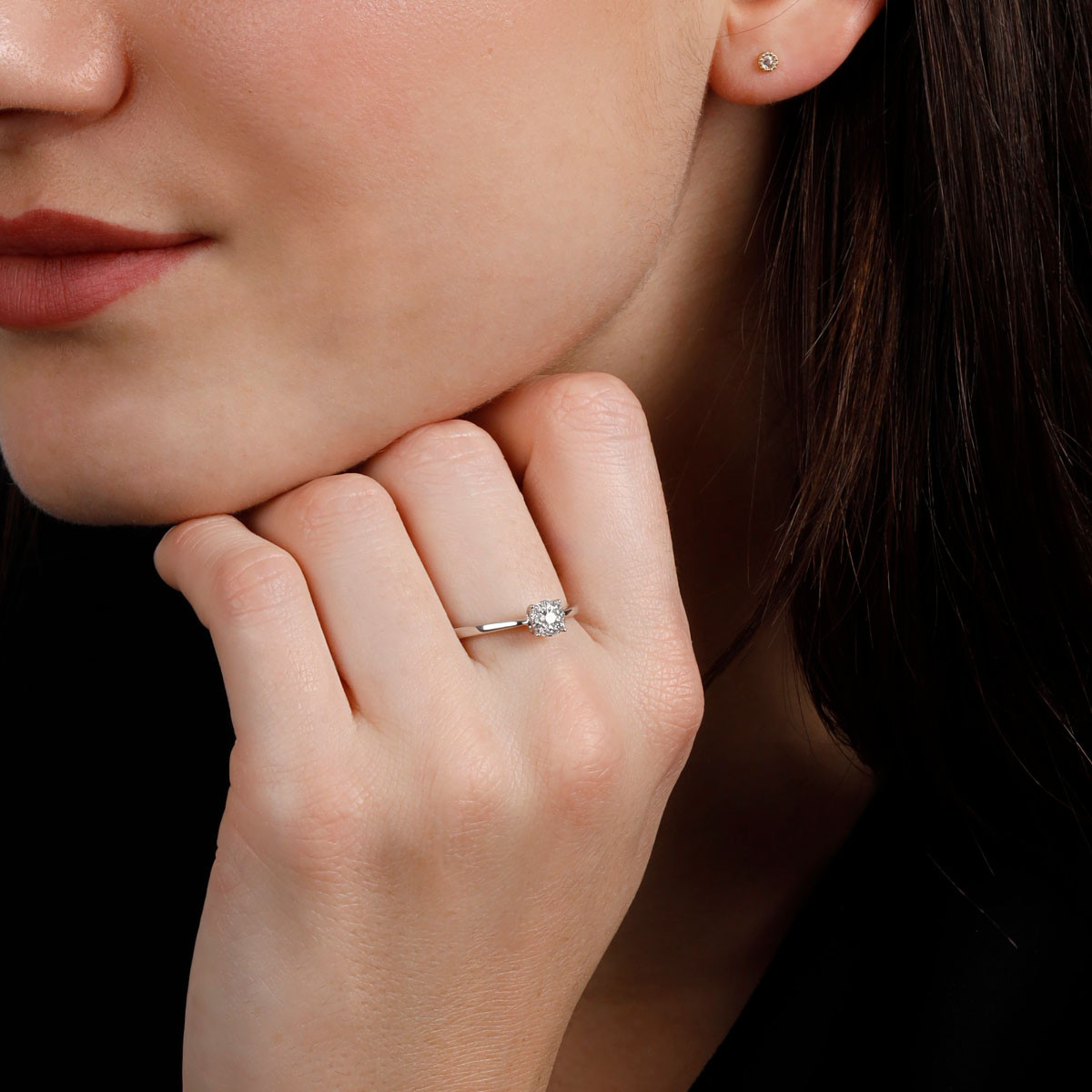 Bague "Brillant Lucia" Or blanc et Diamants Bague "Ariane Solaire" Or blanc et Diamant