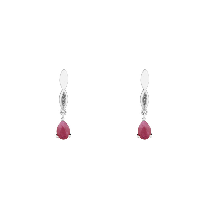 Boucles d'oreilles "Tiana" Or blanc et Rubis