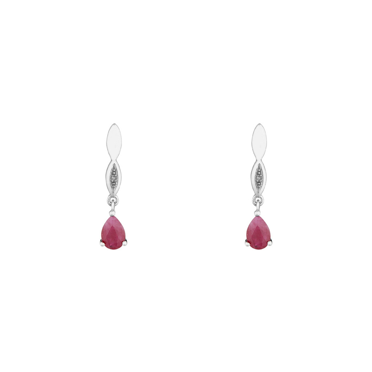 Boucles d'oreilles "Tiana" Or blanc et Rubis