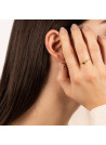 Bague ajustable dorée "Point Grenat rouge"
