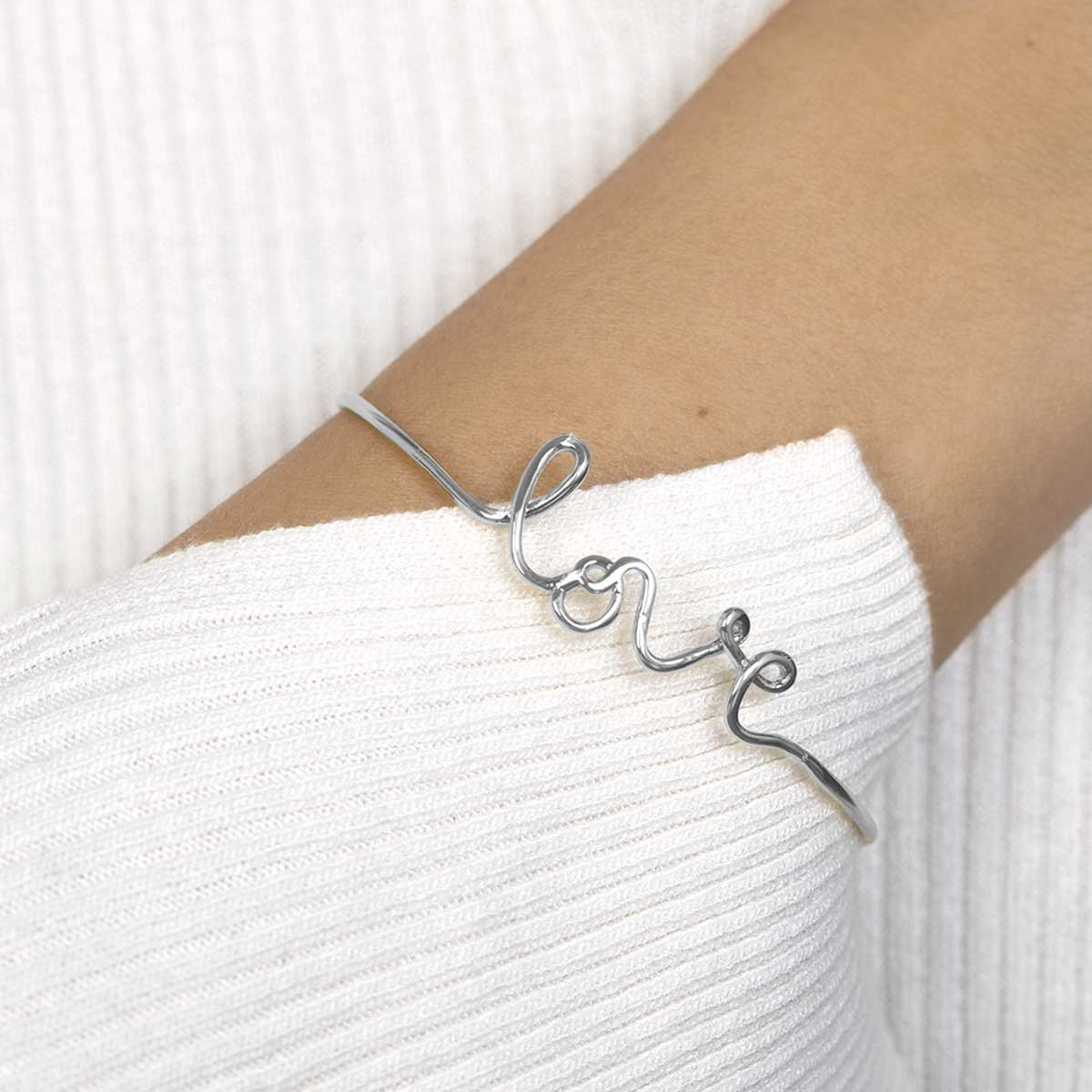 Bracelet à message "Love" Laiton argenté