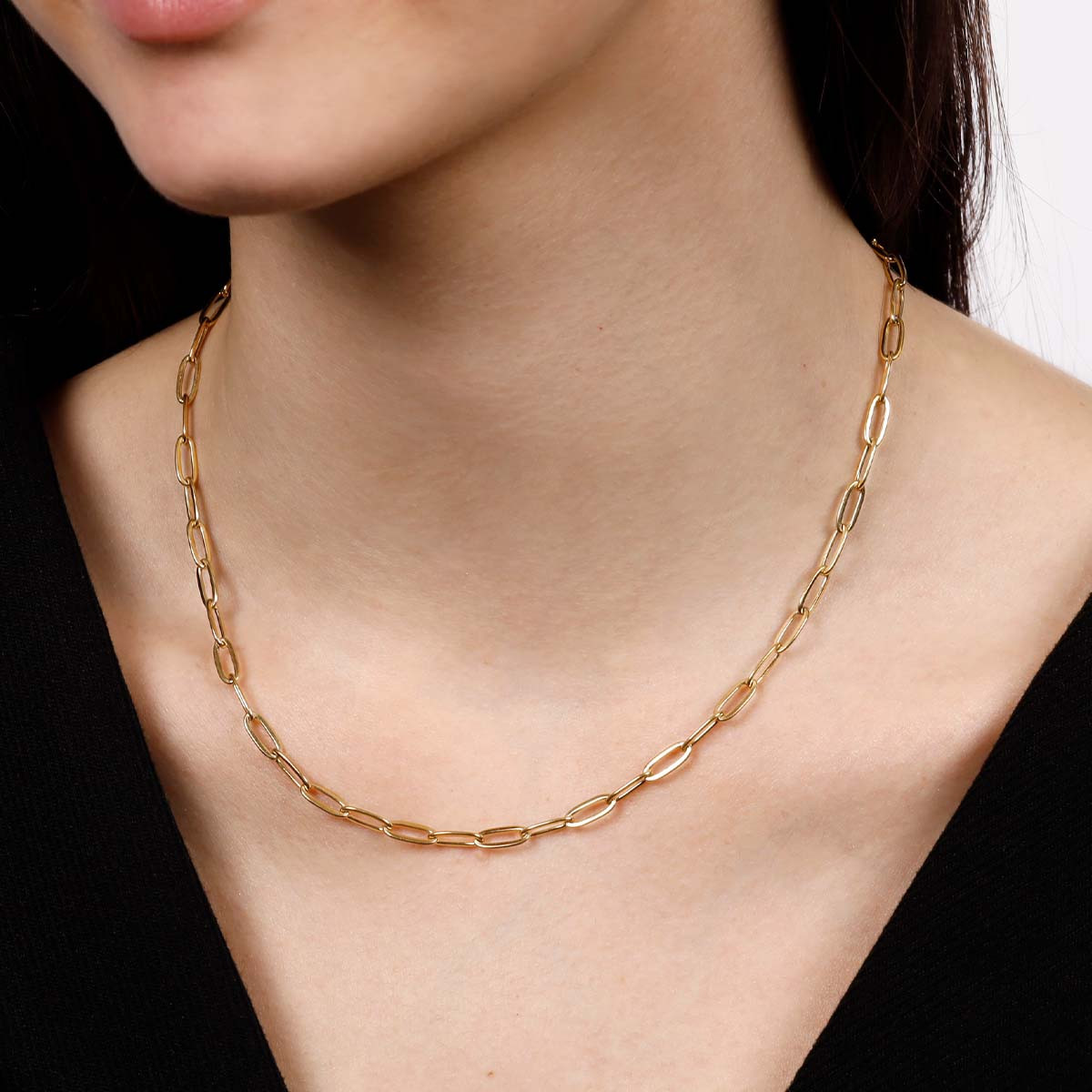 Collier Rosefield "Rectangle Chain Necklace Gold" - JNRCG-J564
