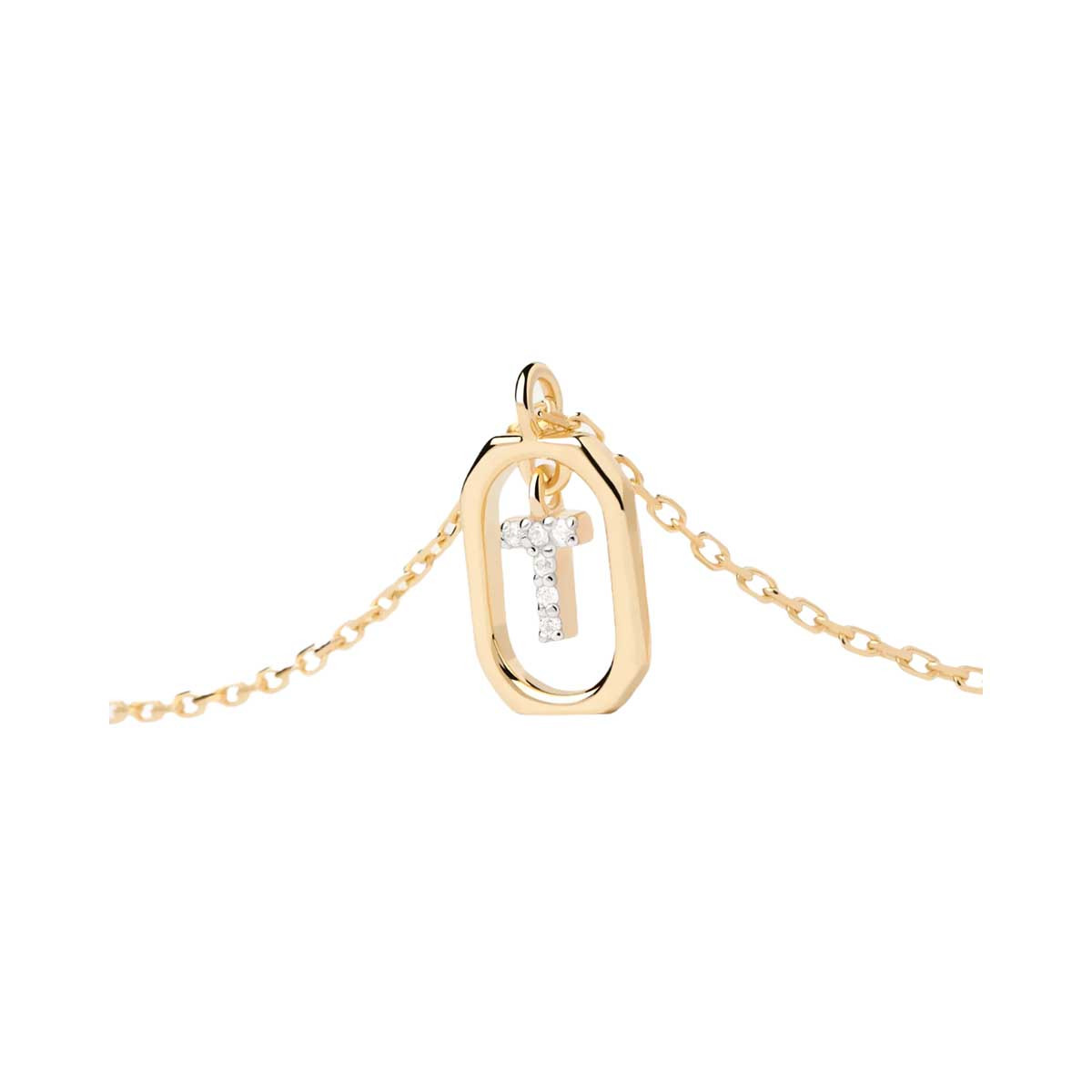 PDPAOLA Collier en argent doré - Mini Lettre T- CO01-531-U PDPAOLA Collier en argent plaqué or - Mini Lettre T - CO01-531-U