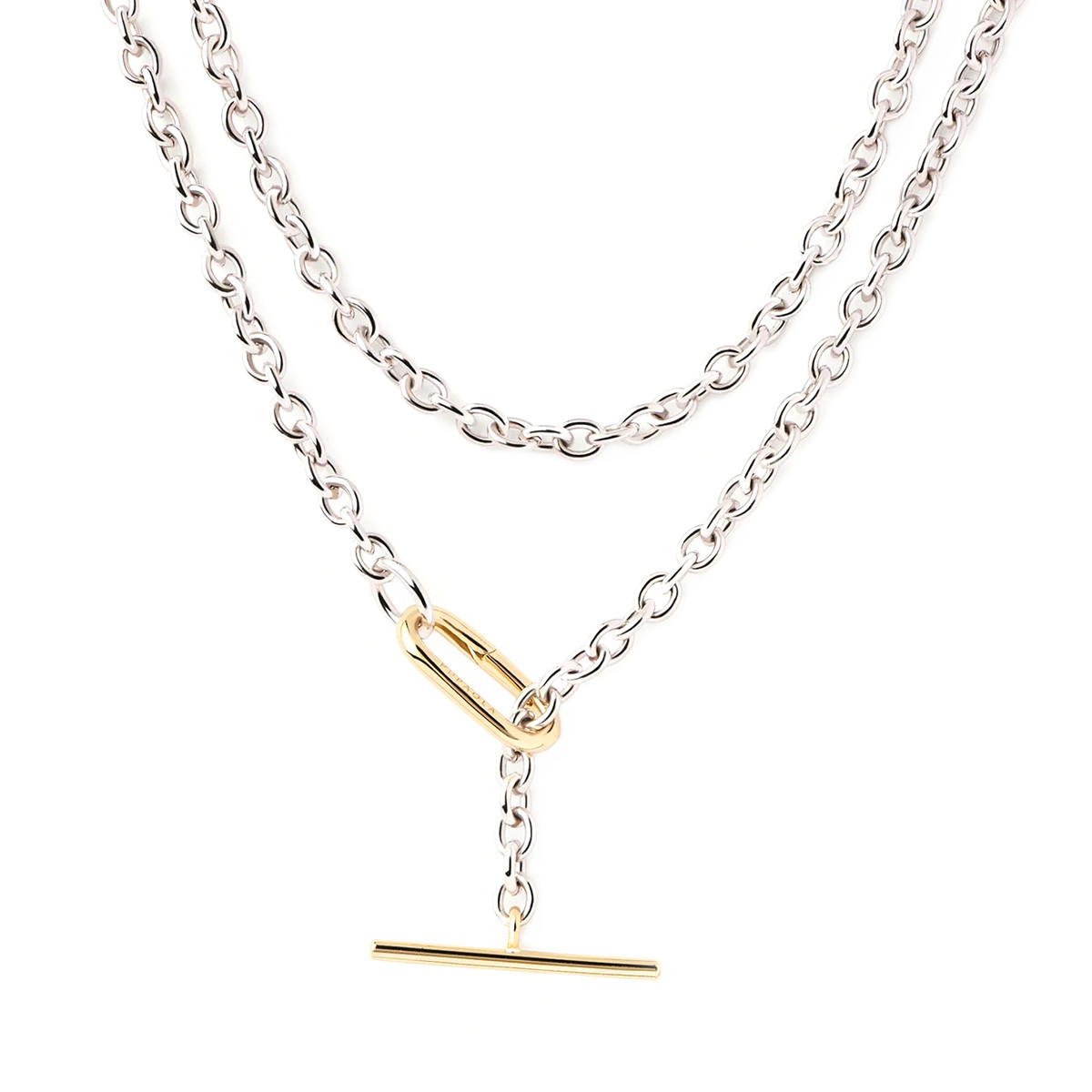 PDPAOLA Collier en argent rhodié - Long Beat Chain  - CO02-624-U