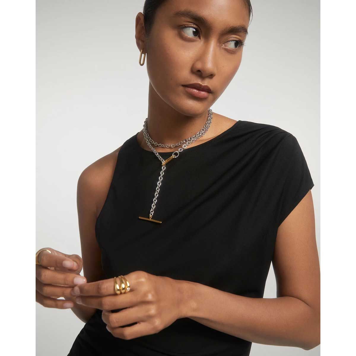 PDPAOLA Collier en argent rhodié - Long Beat Chain  - CO02-624-U