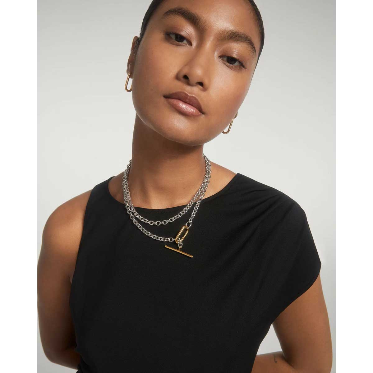 PDPAOLA Collier en argent rhodié - Long Beat Chain  - CO02-624-U