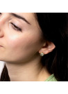 Boucles d'oreilles laiton doré montées d'une préhnite verte "Suzanne"