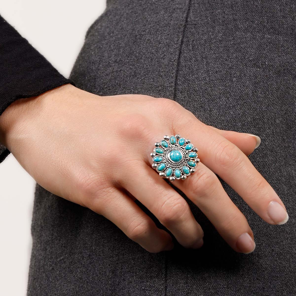Bague "Cajué Turquoise" Argent 925 Bague "Jacaranda" Turquoise 2,67ct/13 et Argent Massif 925/1000