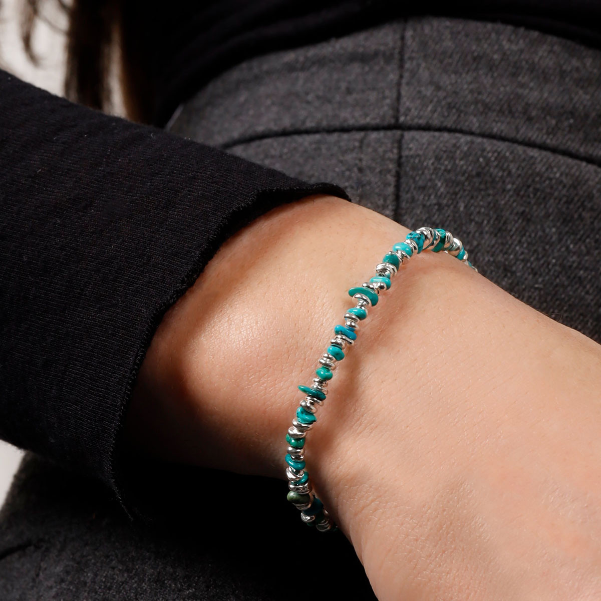 Bracelet argent massif et pierre naturelle Bracelet "Tiquilia" Turquoise 17,02ct et Argent Massif 925/1000
