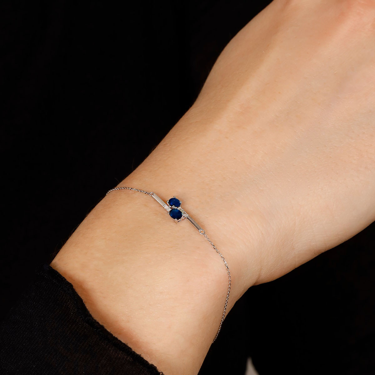 Bracelet Or Blanc Diamant et Saphir Bracelet "Anaïs" Or blanc et Saphir