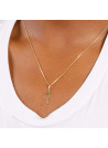 Pendentif Or Jaune "Croix Croyance" + chaîne argent doré offerte