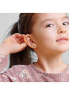 Boucles d'oreilles enfant "Double Coeur"Or Bicolore