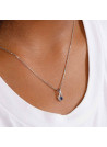 Pendentif Or Blanc Diamant et Saphir