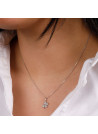 Pendentif Or Blanc et oxydes de zirconium"Trèfle" + chaîne argent offerte