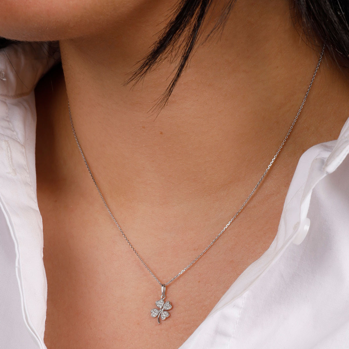 Pendentif "Chanceux" Or blanc