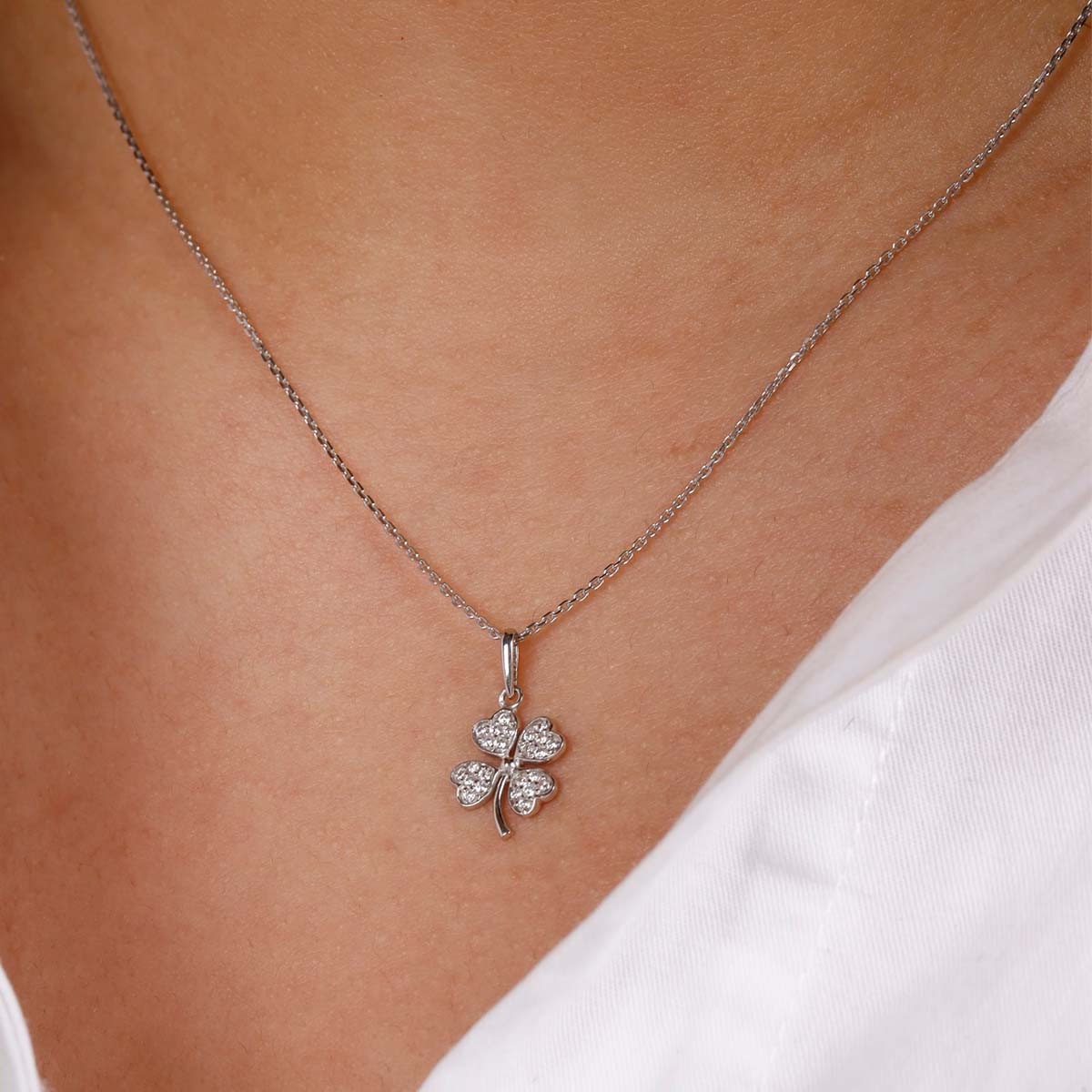 Pendentif "Chanceux" Or blanc