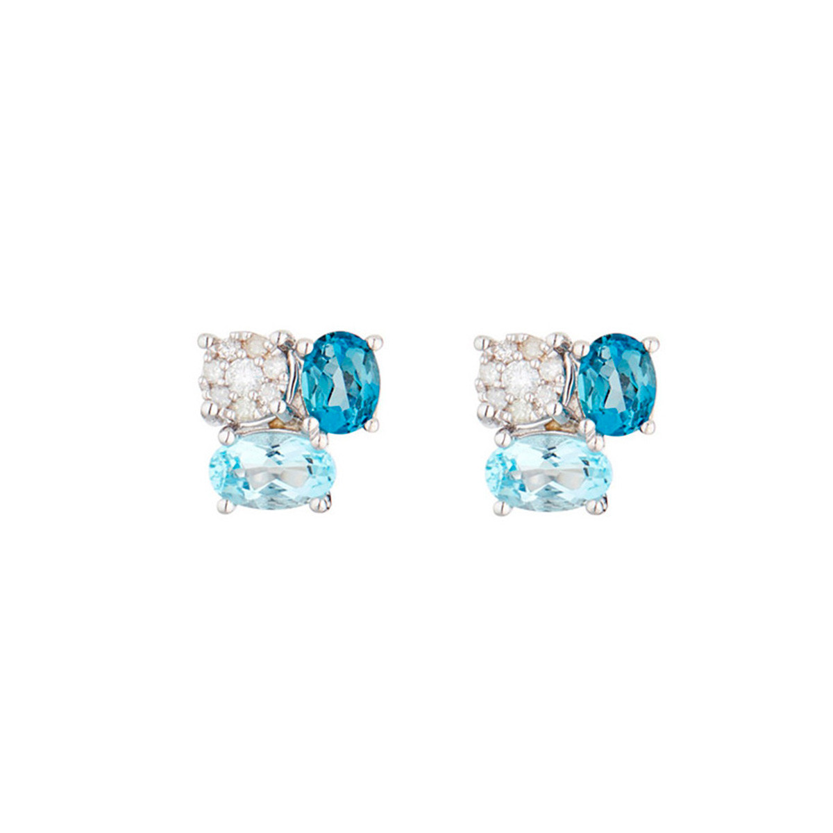 Boucles d'oreilles Or Blanc Diamant et Topaze Boucles d'oreilles "Liliane" Or blanc et Topaze
