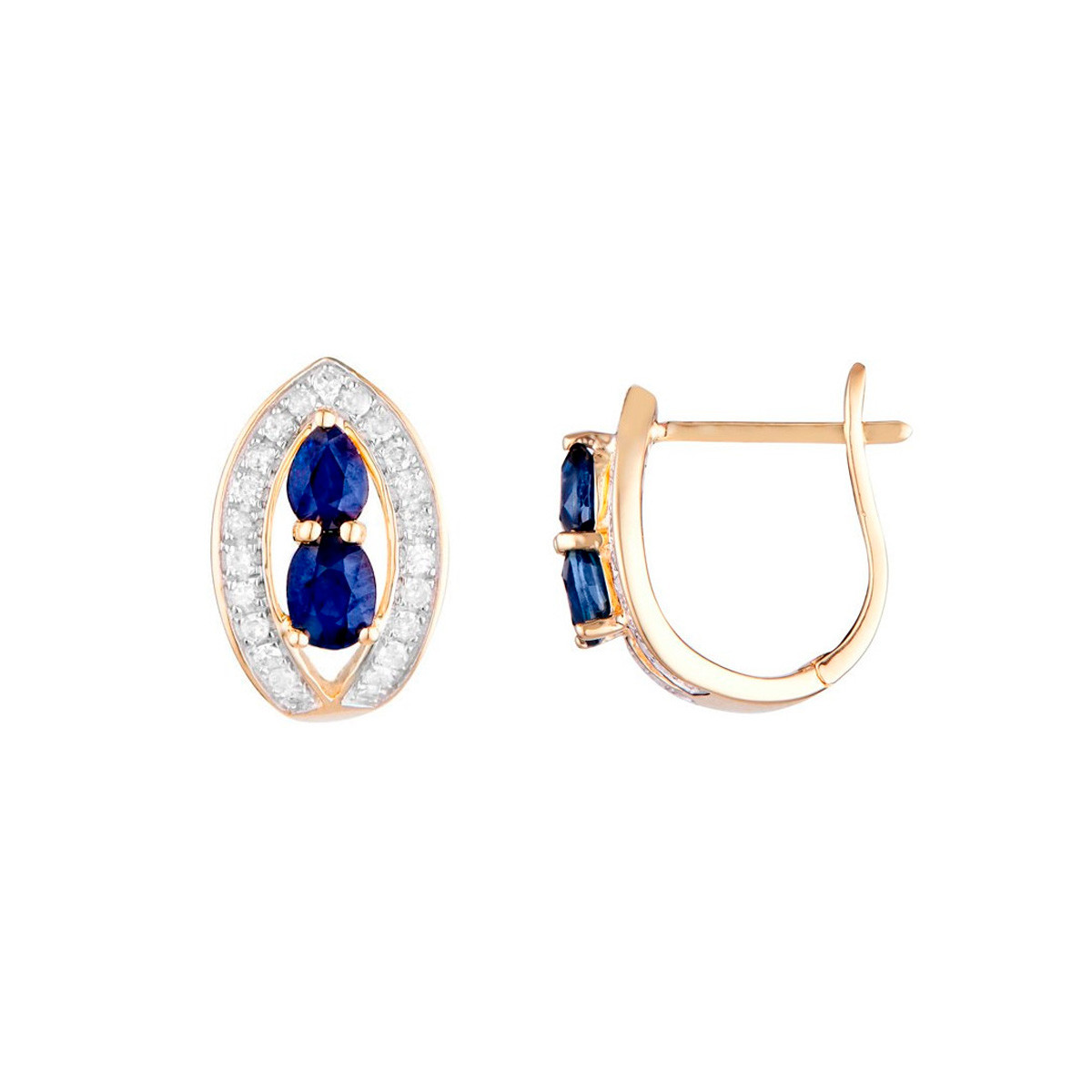 Boucles d'oreilles "Noéline" Or jaune et Saphir