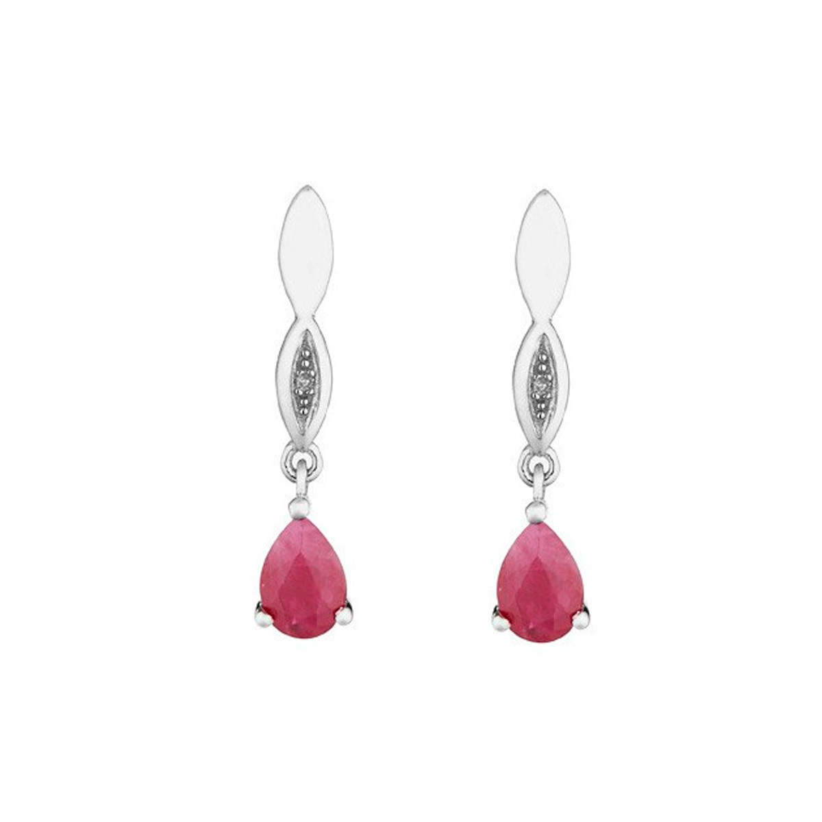 Boucles d'oreilles "Tiana" Or blanc et Rubis