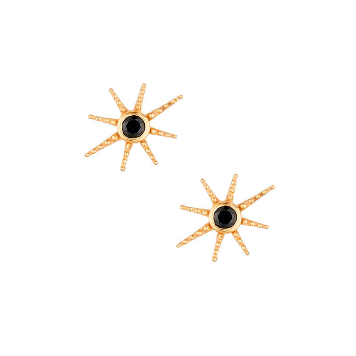 Boucles d'oreilles "Pulsanova" Onyx noire Laiton doré