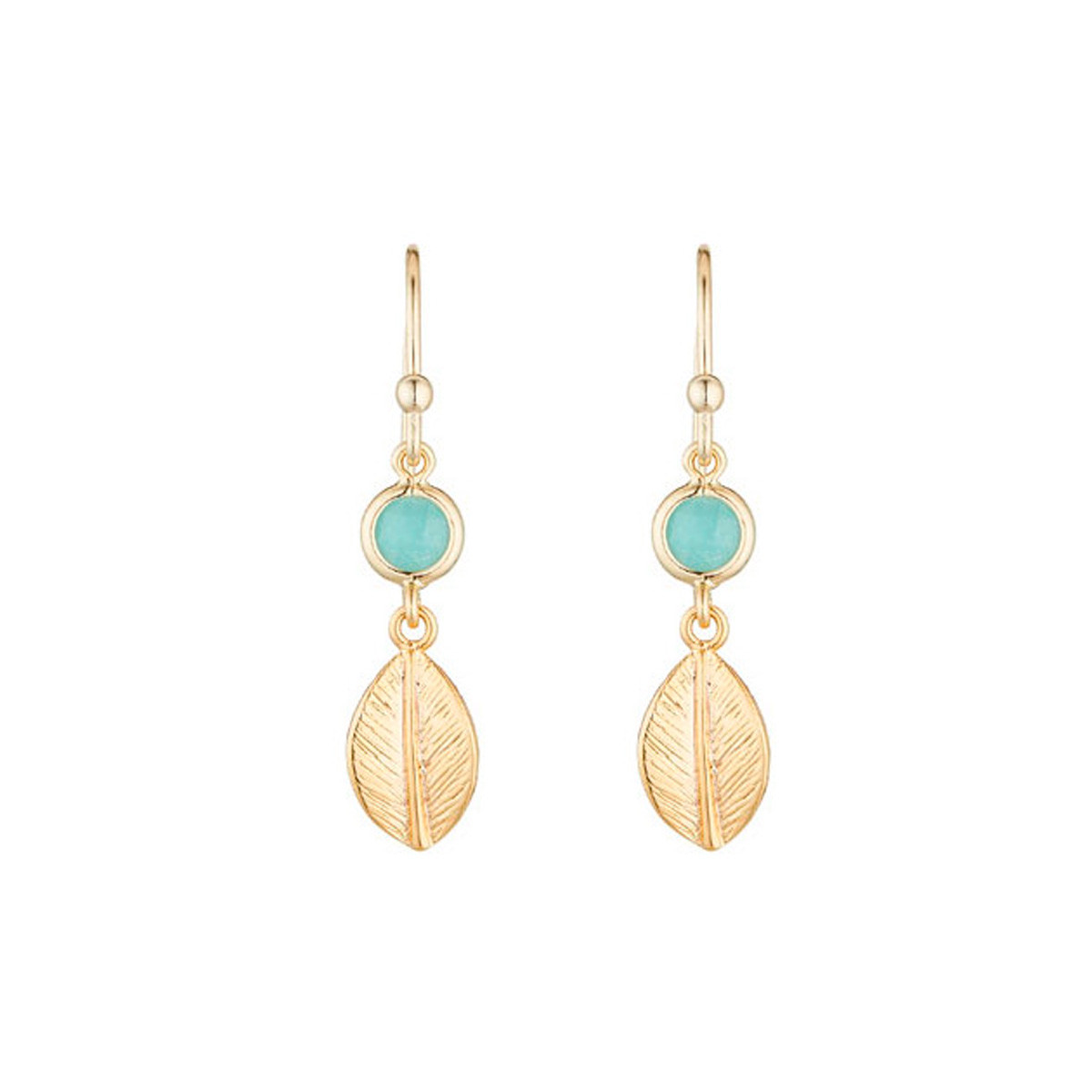 Boucles d'oreilles dorées et amazonite Boucles d'oreilles "Trajectoire" Amazonite verte Laiton doré