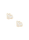 Boucles d'oreilles enfant "Lapin Blanc" Or Jaune et émail