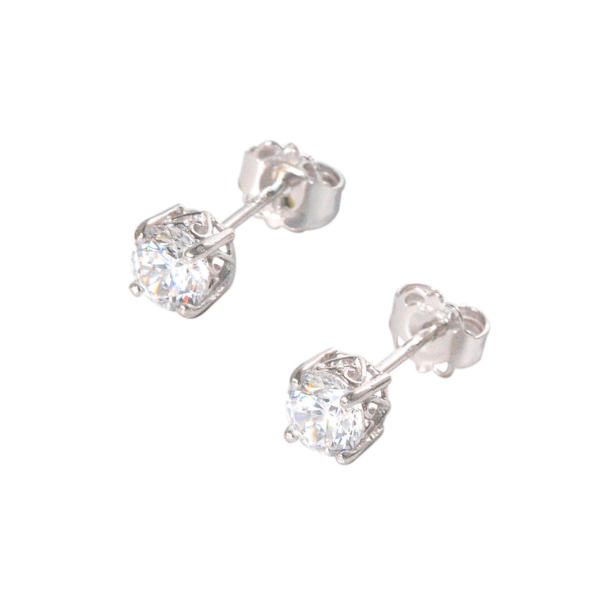 Boucles d'oreilles or blanc et oxydes de zirconium "Simply You"