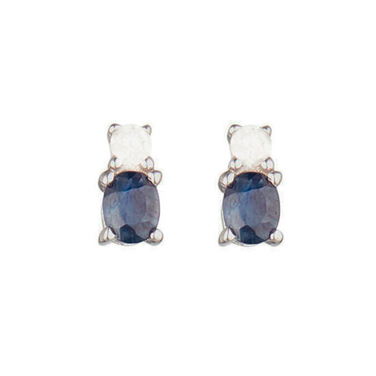 Boucles d'oreilles Or Blanc Diamant et Saphir Boucles d'oreilles "Iliane" Or blanc et Saphir