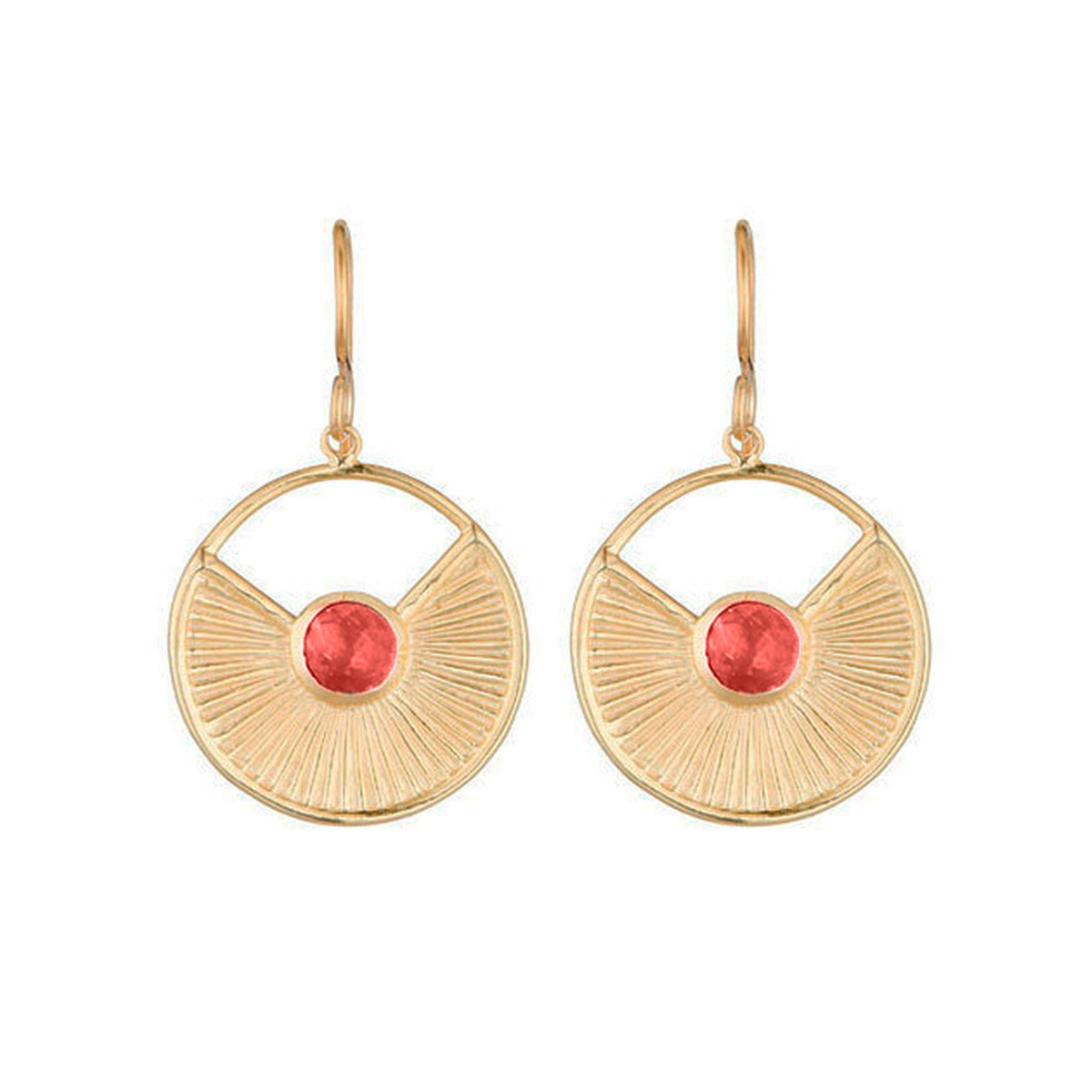 Boucles d'oreilles 'Lehyan'Aventurine Rouge Boucles d'oreilles "Pulsarae" Aventurine rouge Laiton doré