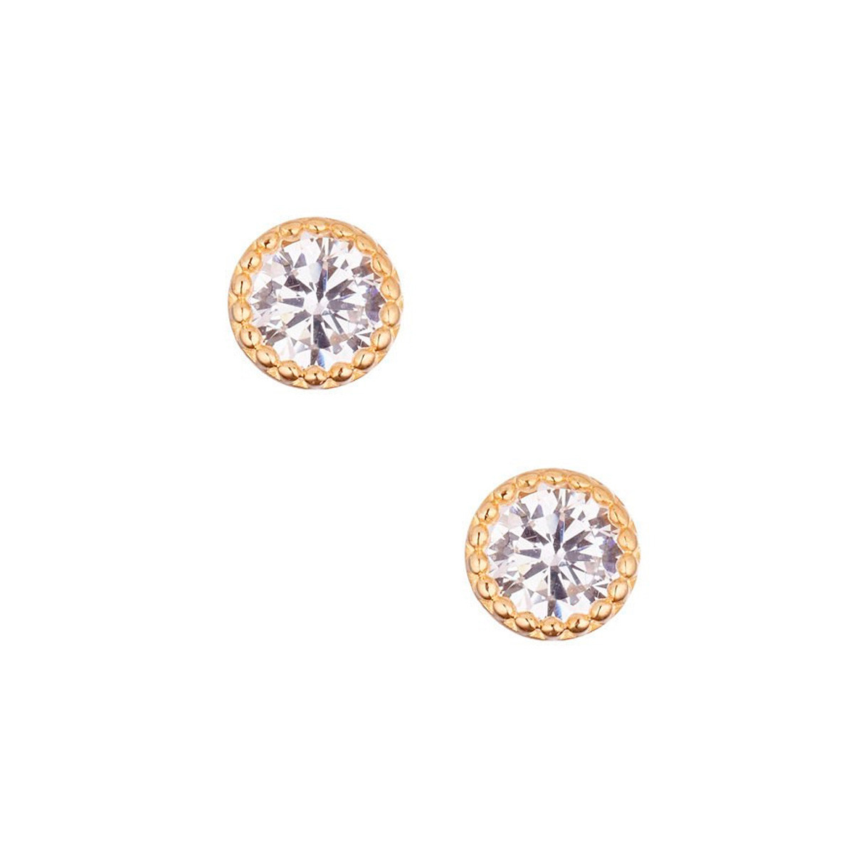 Boucles d'oreilles or jaune et oxydes de zirconium "Petits Ronds" Boucles d'oreilles "Songeur" Or jaune