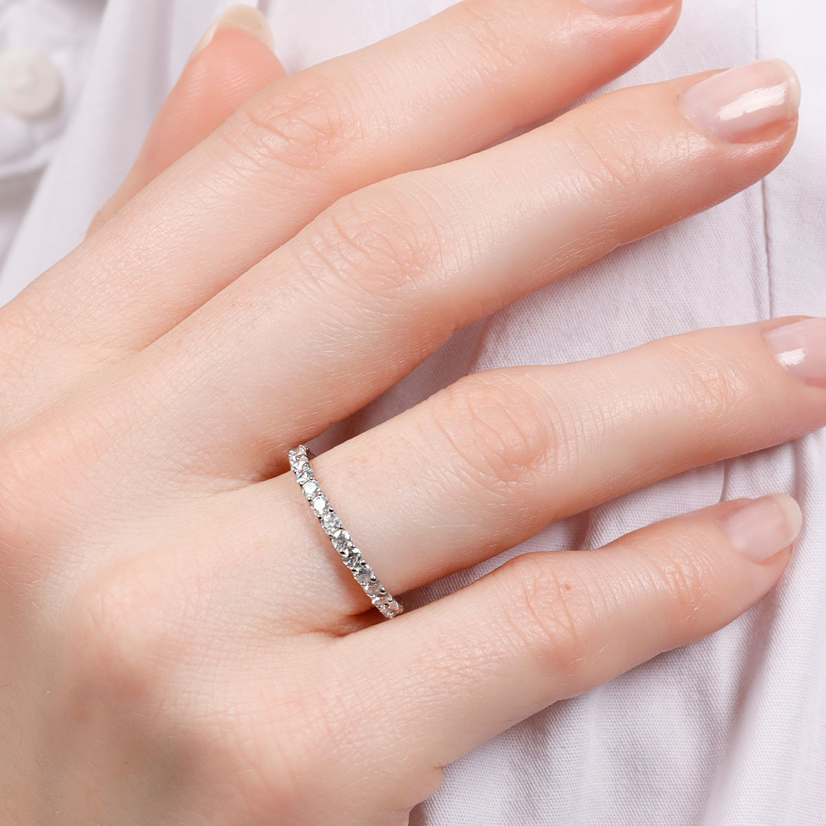 Bague Alliance "Tour Complet Lumineux" Or blanc et Diamants Bague Alliance "Tour Complet Lumineux" Or blanc et Diamants