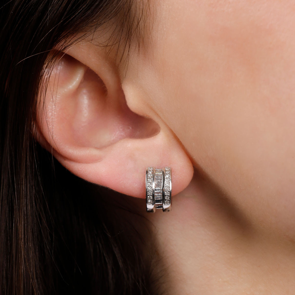 Boucles d'oreilles "Double Rangs" Or et Diamants