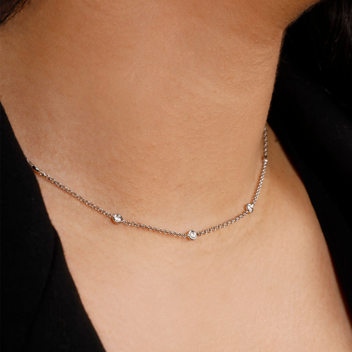 Collier Or Blanc et Diamant Collier "Docile" Or blanc et Diamant