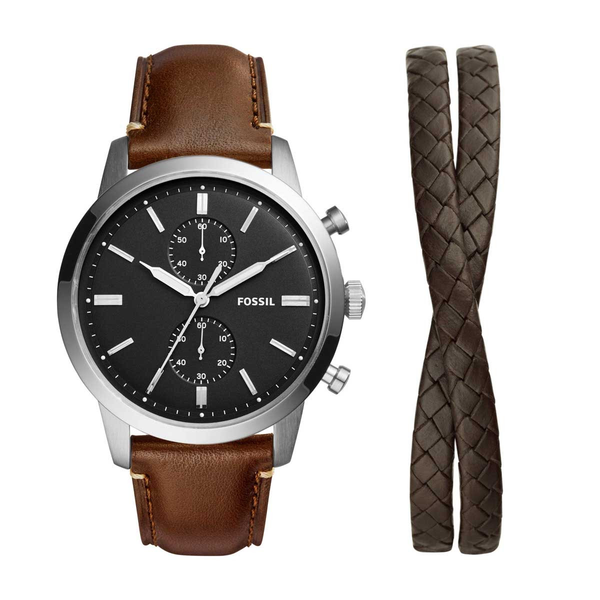 Fossil Homme Chronographe Quartz Montre avec Bracelet en Cuir FS4656