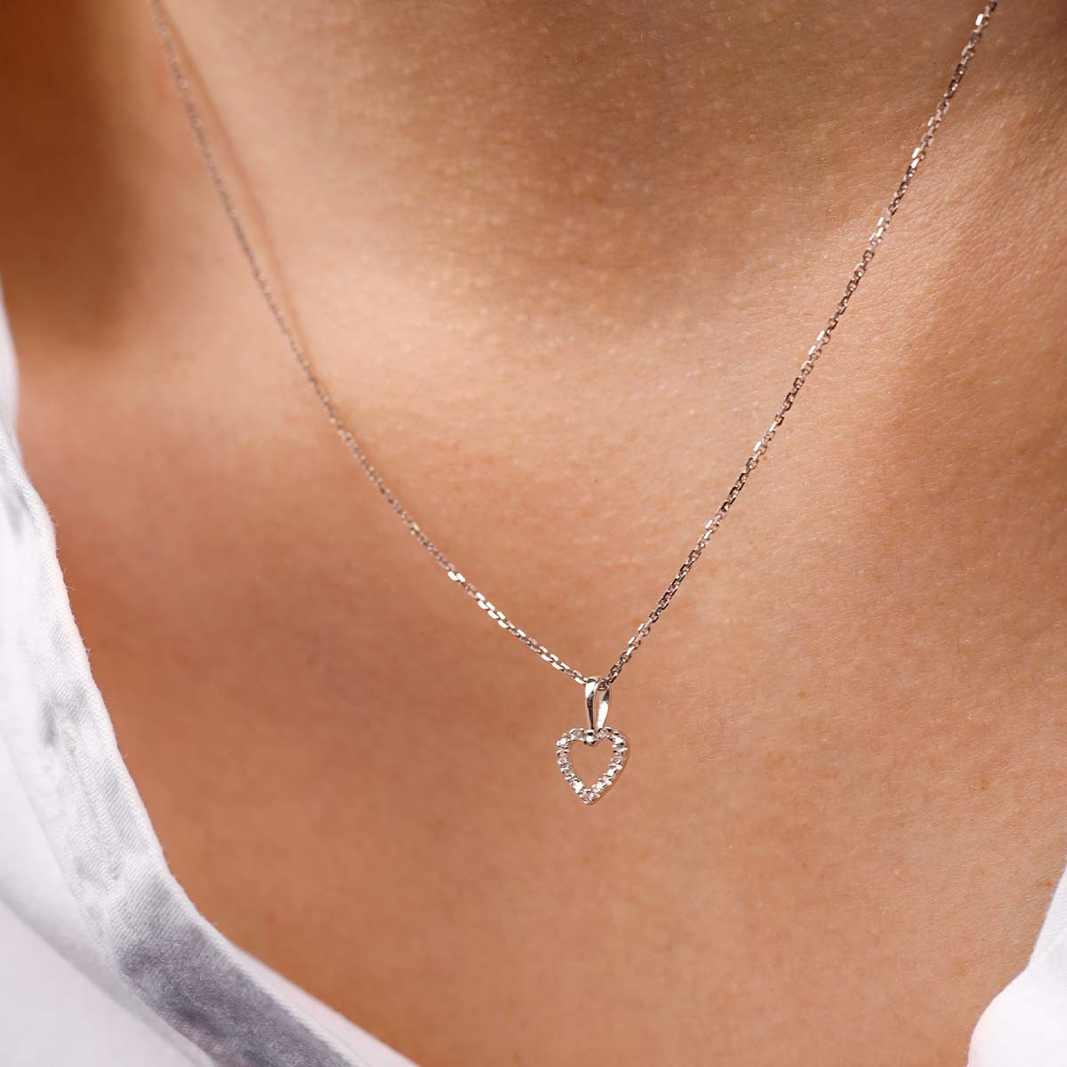 PendentifCœur Or Blanc et Diamant Pendentif "Mon Amoureux" Or blanc et Diamant