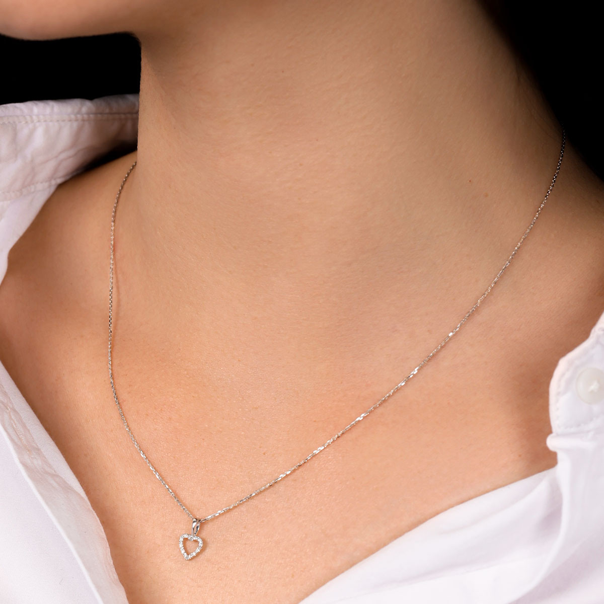 PendentifCœur Or Blanc et Diamant Pendentif "Mon Amoureux" Or blanc et Diamant