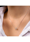 Pendentif Or Blanc et oxydes de zirconium"Gentil" + chaîne argent offerte