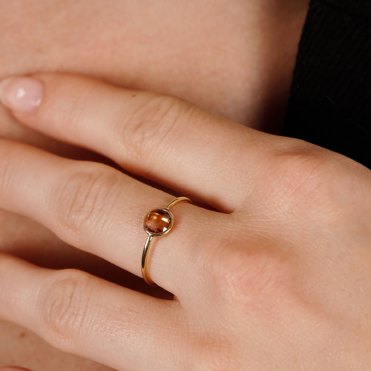 Bague "Scarlette Orange"  Or Jaune et Zirconium