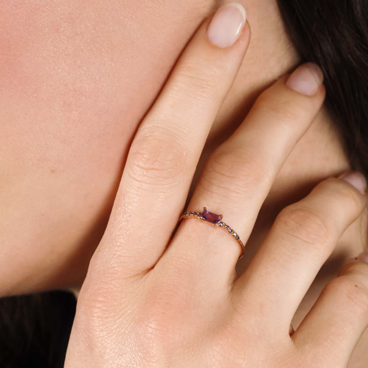 Bague "Rose Quartz" Or rose Bague "Brillance" Or rose
