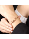 "LOVE" Bracelet jonc en fil lettering rosé à message