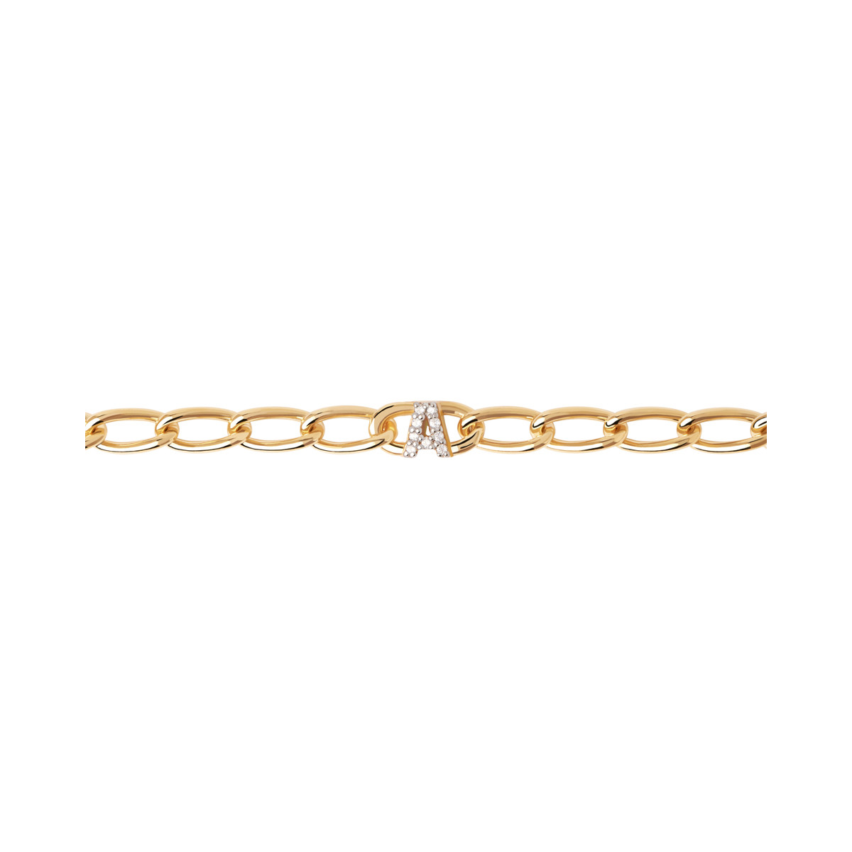 PDPAOLA Bracelet chaîne en argent plaqué or - Lettre A - PU01-538-U