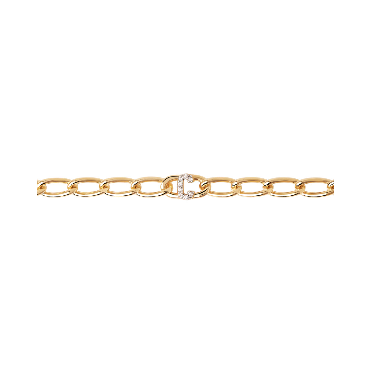 PDPAOLA Bracelet chaîne en argent plaqué or - Lettre C - PU01-540-U